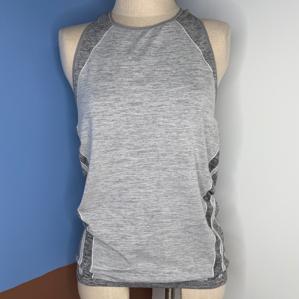 Athleta Agile Grey Colorblock Racerback Workout Tank Large